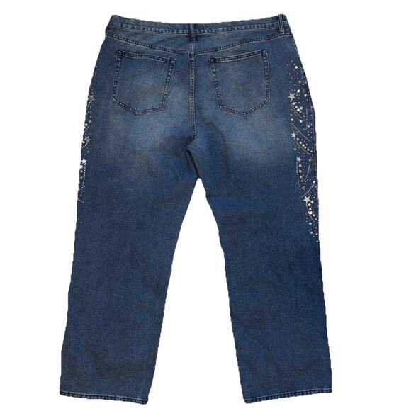 Fashion Nova StarStruck Embellished Straight Leg Jeans Size 22 - Picture 11 of 16